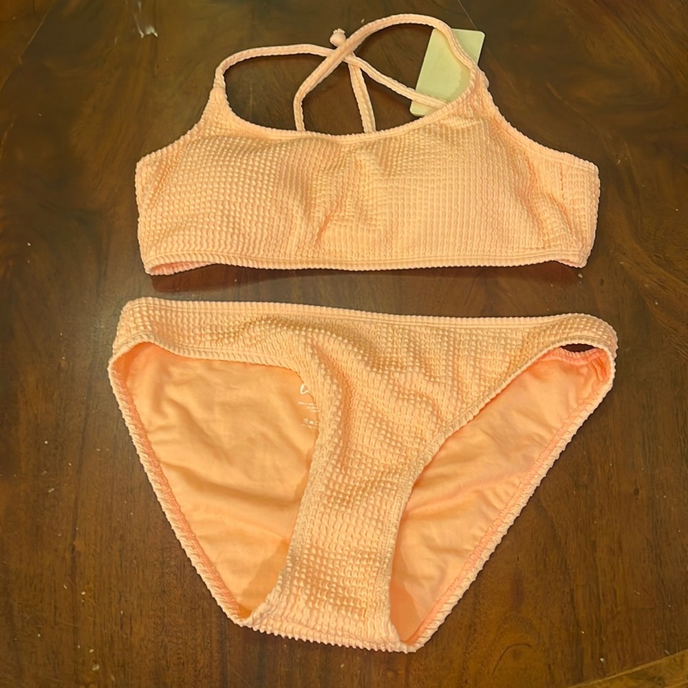 Cabana Del Sol medium coral ribbed bikini nwt
